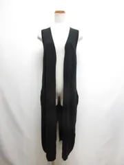 レイビームス Ray Beams サマーニット ロング ジレ ベスト 黒 ブラック 後ろスリット ポケット有り 前開きのサムネイル