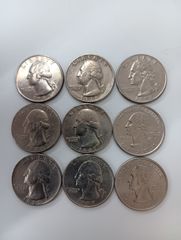 アメリカ 25セント硬貨（クォーターダラー）9枚セット 合計2.25ドル