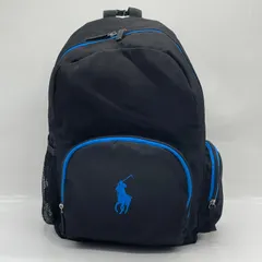BN9554□Polo Ralph Lauren リュック バックパック ブラック×ブルー ナイロン メッシュポケットのサムネイル