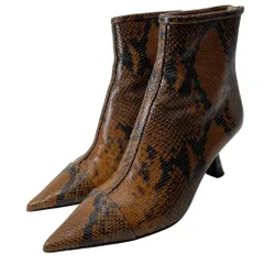 JIMMY CHOO ジミーチュウ KIX 65 ショートブーツ ポインテッドトゥ パイソン柄素材 ブラウン系 [サイズ 35(約22cm)] エレガント モード デイリー スタイリッシュ 上品 洗練のサムネイル