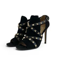 ヴァレンティノ VALENTINO ブーツ ショートブーツ 靴 シューズ スエード ブラック ゴールド ブーティ ロックスタッズのサムネイル