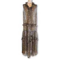 1er Arrondissement プルミエアロンディスモン フラワープリントシフォンワンピース ドレス ノースリーブワンピース ラメ フラワー 花柄 シアー ブラック ブラウン サイズ38 レディース 夏 ゴーゴー古着マルイ北千住店 23 No.2731のサムネイル