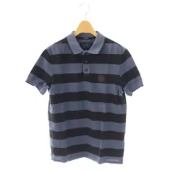 アルマーニ ジーンズ ARMANI JEANS ポロシャツ 半袖 ボーダー柄 M ライトブルー ネイビー /DOのサムネイル