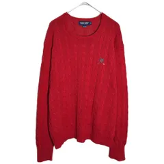 POLO GOLF ポロゴルフ ラルフローレン ケーブルニット コットンセーター レッド(メンズ XL)中古 古着 Y6366のサムネイル