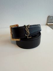 サンローラン ベルト YSL ロゴ刻印 シルバー金具 黒 - メルカリ