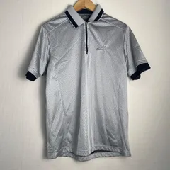 MIZUNO GOLF ミズノゴルフ ポロシャツ 半袖 ハーフジップ メッシュ調 ロゴ刺繍 日本製 ポリエステル100% ゴルフ スポーツ グレー サイズM　NB97のサムネイル
