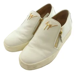ジュゼッペザノッティデザイン GIUSEPPE ZANOTTI DESIGN スリッポン シューズ メタルロゴ サイドジップ レザー 40 白 ホワイト /SS ■OS ■GY62のサムネイル