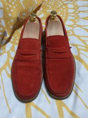 HERMES スエード ローファー レッド 42 1/2 - メルカリ
