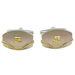 Courreges クレージュ カフス ボタン カフリンクス アクセサリー シルバー ゴールド コンビ カラー メンズ【an38】のサムネイル