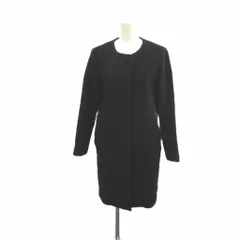 ナチュラルビューティーベーシック NATURAL BEAUTY BASIC ノーカラーコート 上着 S 黒 ブラック 無地 長袖 アウター /YU ■GY12のサムネイル