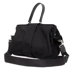 ヨウジヤマモト ファムYohji Yamamoto FEMME レザーハンドルキャンバス口枠バッグ 黒のサムネイル