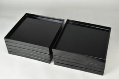 御膳 漆器 黒金縁 四方盆 昭和レトロ トレイ 御膳8枚セット - メルカリ