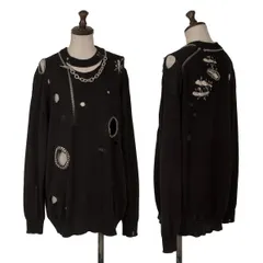 ジュンヤワタナベJUNYA WATANABE チェーン装飾クラッシュニットセーター 黒Sのサムネイル