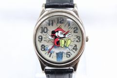 【W316-26】Rare, hard to find, working condition, battery replaced, Disney Mickey Mouse Key Mouse Firefighter Classic Adventure Mickey Watch Retro Men's