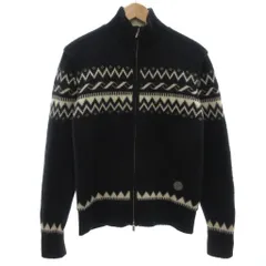 アルマーニ ジーンズ ARMANI JEANS ドライバーズニット セーター ボアフリース 長袖 ノルディック柄 スタンドカラー ハイネック 紺 ネイビー 白 ホワイト /KB ■ECG007のサムネイル