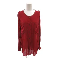 イザベル マラン エトワール ISABEL MARANT ETOILE ノーカラーシャツ ブラウス シルク混 38 赤 レッド 無地 ラウンドネック 長袖 エポレット /TL ■ECF007のサムネイル