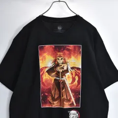 2020s メキシコ製 鬼滅の刃 DEMON SLAYER MUGEN TRAIN 煉獄杏寿郎 アニメプリント クルーネックTシャツ ブラック USED ヴィンテージ ビンテージ 古着 メンズ Lサイズのサムネイル