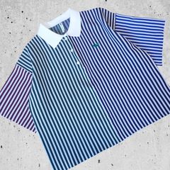 極美品 NBB WEEKEND GOLF ニットポロ マルチカラーストライプ