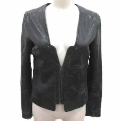 ドレスレイブ DRESSLAVE レザージャケット 羊革 ノーカラー 総裏地 黒 ブラック /YKのサムネイル