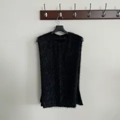 コス ブラック グリッター フリンジ ノースリーブ ベスト トップスのサムネイル