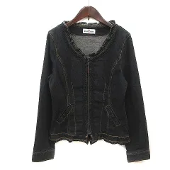 ギャラリービスコンティ GALLERY VISCONTI デニムジャケット フリル レース 2 黒 ブラック /MSのサムネイル