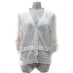 ドレステリア DRESSTERIOR カーディガン カットソー シアー 七分袖 麻混 リネン混 38 M 白 ホワイト /YIのサムネイル