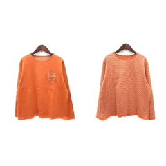 クロコダイル CROCODILE カットソー Tシャツ クルーネック 長袖 リバーシブル ボーダー 3L オレンジ /MNのサムネイル