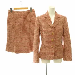 マックスマーラ MAX MARA ツイード ジャケット スカート セットアップ 上下 テーラード 裾フレア ひざ丈 アルパカ混 38 36 赤 アイボリー /HS ■OSのサムネイル
