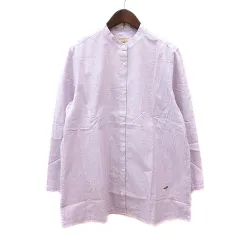 クロコダイル CROCODILE ノーカラーシャツ ワンポイント 長袖 LL 赤紫 パープル /MNのサムネイル