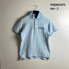 PHERROW'S japan amrican USNA polo shirts L フェローズ プリント ポロシャツ 半袖 US海軍学校 鹿子 レア アメカジ レプリカ 日本製のサムネイル