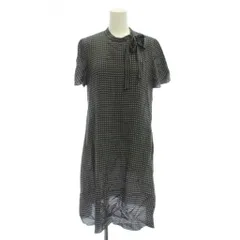 マックスマーラ ウィークエンドライン MAX MARA WEEKEND LINE ワンピース シルク 38 黒 グレー 総柄 ボウタイ 半袖 /JPのサムネイル