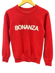 SCREEN STARS (スクリーンスターズ) USA製 80s 90s ビンテージ スエット トレーナー ラグラン BONANZA 古着 S レッド メンズ/027のサムネイル