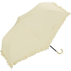 Wpc. 우산 접는 우산 여성 프릴 미니 베이지 50cm 레이디스 하루우 겸용 어른 귀여운 클래식 골드 핸들 멋쟁이 가능