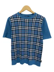 BURBERRY BLACK LABEL (バーバリーブラックレーベル) 半袖ニット ノバチェック アクリル×コットン BMT56-951 2 ブルー レディース/045のサムネイル