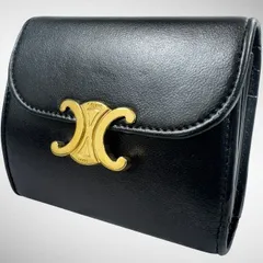 【美品】CELINE セリーヌ トリオンフ スモール 三つ折り 財布 ブラックのサムネイル