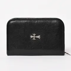 CHROME HEARTS クロムハーツ ブラックヘビーレザー オーガナイザー ウォレット ダガー カウレザー クラッチバッグ シルバー925  美品 中古 4a004532のサムネイル