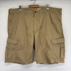 古着 カーハート Carhartt パンツ カーゴ ワンポイントロゴ ハーフ ショート ジップ リップストップ 大きいサイズ w50  ベージュ メンズのサムネイル