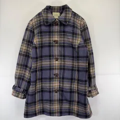 古着 エルエルビーン L.L.Bean ジャケット くるみボタン コート ウール M  パープル系 チェック レディースのサムネイル