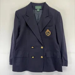 古着 ローレンラルフローレン LaurenRalphLauren USA製 ジャケット ブレザー 金ボタン 刺繍 テーラード 14  濃紺系 レディースのサムネイル