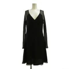 ステファネル STEFANEL ワンピース 絹 シルク 38 黒 ブラック Vネック 長袖 シースルー /NP ■GY19のサムネイル