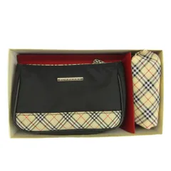 バーバリー BURBERRY ポーチ 化粧ポーチ ハンカチ 2点セット ノバチェック ロゴ 黒 ブラック ベージュ /XZ ■GY11のサムネイル