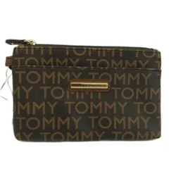 トミーヒルフィガー TOMMY HILFIGER リストレット ポーチ PVC レザー 総柄 ロゴプレート 茶色 ブラウン 69J9309 /XZ ■GY18のサムネイル
