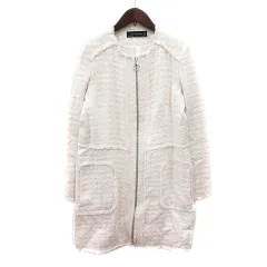 ザラウーマン ZARA WOMAN ノーカラーコート 総裏地 XS 白 アイボリー /MNのサムネイル