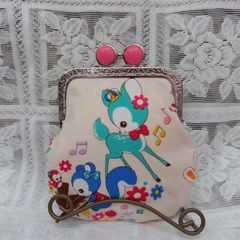 ロラライハリス がま口ポーチ 財布 ハンドメイド カードケース 猫