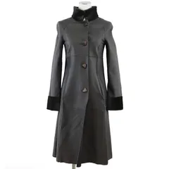 【希少&新品同様】GIORGIO ARMANI ジョルジオ アルマーニ コート カンガルー レザー リバーシブル ハンガー・ガーメント付属 レディース サイズ 36 チャコールグレー ダークブラウン 茶色 イタリア製のサムネイル