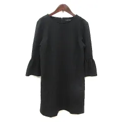 ザラウーマン ZARA WOMAN ワンピース ひざ丈 フレアスリーブ 七分袖 S 黒 ブラック /MSのサムネイル