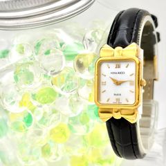 電池交換済】美品 ニナリッチ リボン デュアルタイム シェル文字盤