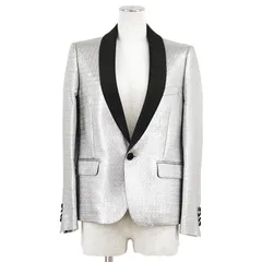 【新品同様】CELINE セリーヌ タキシード サイズ 36 レディース エディ期 メタリック ジャケット アウター シルバー 銀色 イタリア製のサムネイル