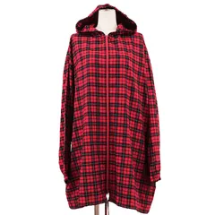 【極美品】BALENCIAGA バレンシアガ オーバーサイズジップアップフーディー レディース 2017年製 チェック パーカー トップス ハンガー・ガーメント付属 レッド 赤 ルーマニア製のサムネイル