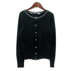 マリークワント MARY QUANT LONDON カーディガン ニット 花柄 カシミヤ混 M 黒 ブラック /MNのサムネイル
